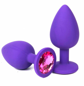 Пробка с розовым кристаллом &quot;Vandersex&quot; фиолетовая, L